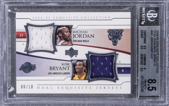 2004-05 UD "Exquisite Collection" Dual Jerseys #MK Michael Jordan/Kobe Bryant Game Used Patch Card (#06/10) – BGS NM-MT+ 8.5